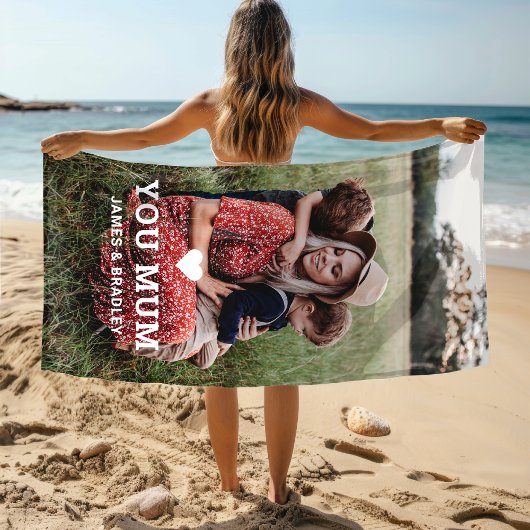 Schattige HART HOUDT VAN JE MAM Moederdag Foto Strandlaken