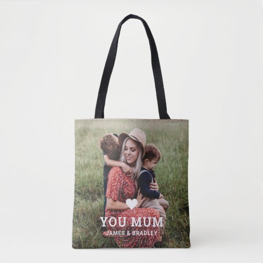 Schattige HART HOUDT VAN JE MAM Moederdag Foto Tote Bag (Voorkant)