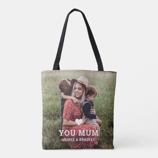 Schattige HART HOUDT VAN JE MAM Moederdag Foto Tote Bag (Achterkant)