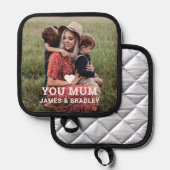 Schattige HART HOUDT VAN JE Mama Foto Moederdag Pannenlap (Voorkant / Achterkant)