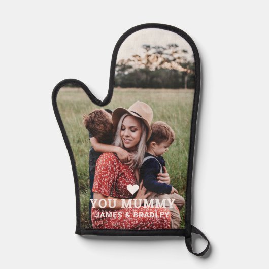 Schattige HART HOUDT VAN JE MUMMIE Foto Moederdag Ovenwant (Voorkant)