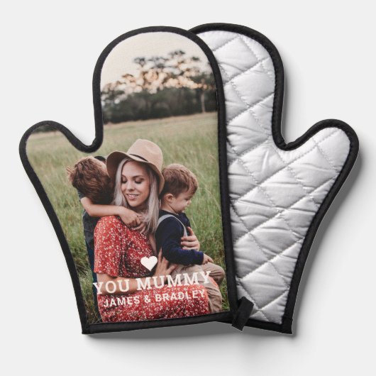 Schattige HART HOUDT VAN JE MUMMIE Foto Moederdag Ovenwant (Voorkant / Achterkant)