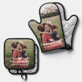 Schattige HART HOUDT VAN JE MUMMIE Foto Moederdag Ovenwant & Pannenlap Set (Voorkant / Achterkant)