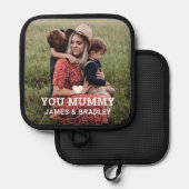 Schattige HART HOUDT VAN JE MUMMIE Foto Moederdag Pannenlap (Voorkant / Achterkant)