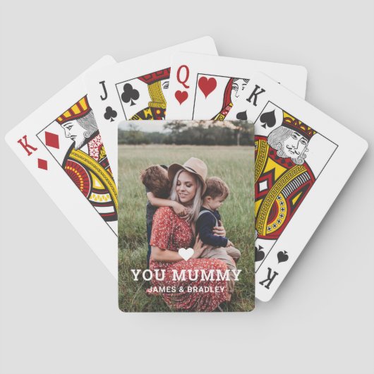 Schattige HART HOUDT VAN JE MUMMY Moederdag Foto Pokerkaarten (Achterkant)