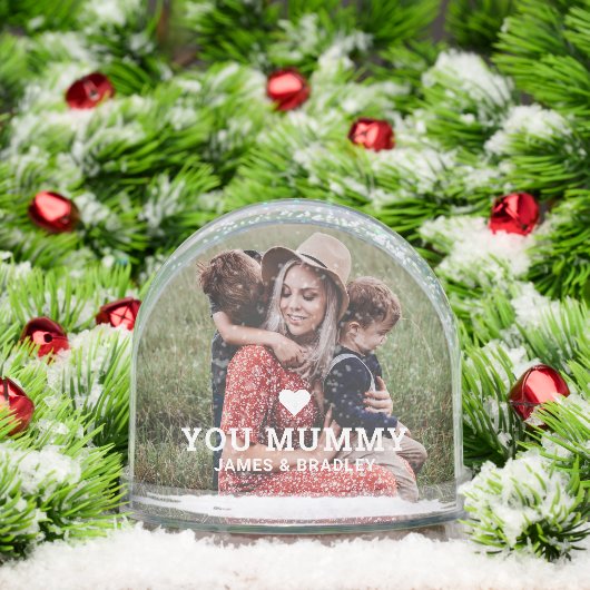 Schattige HART HOUDT VAN JE MUMMY Moederdag Foto Sneeuwbol (Kerstmis)