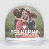 Schattige HART HOUDT VAN JE MUMMY Moederdag Foto Sneeuwbol (Achterkant)