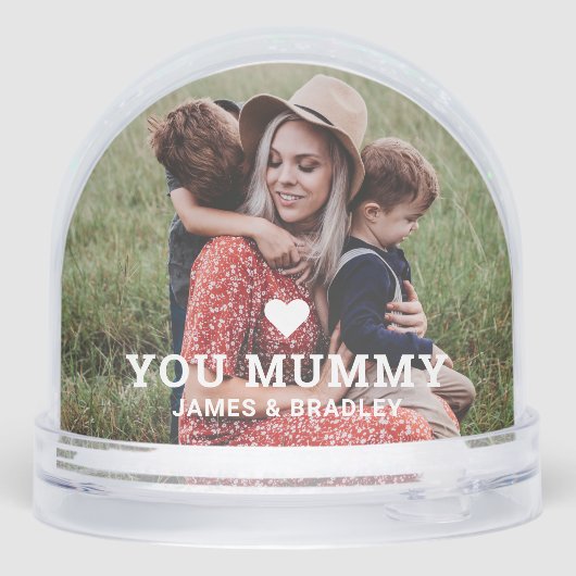 Schattige HART HOUDT VAN JE MUMMY Moederdag Foto Sneeuwbol (Achterkant)