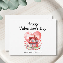 Schattige Hart Huis Valentijnsdag Vastgoed Feestdagenkaart