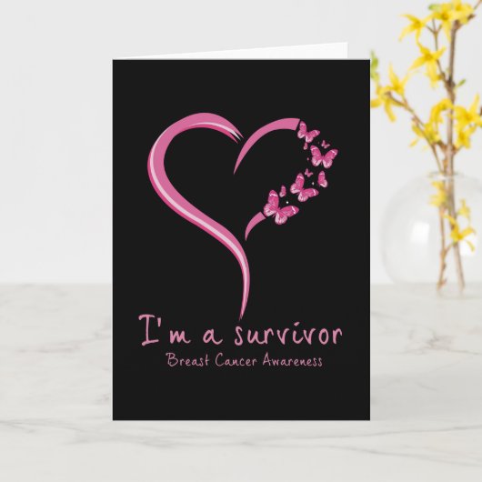 Schattige Hart Ik ben een overlevende van borstkan Kaart (Gele Bloem)