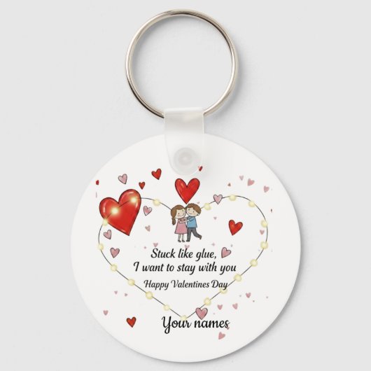 Schattige hart illustratie sleutelhanger (Voorkant)