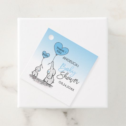 Schattige Hart JONGEN Blauw Olifant Mama & Baby sh Bedankjes Labels (In situ)