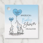 Schattige Hart JONGEN Blauw Olifant Mama & Baby sh Bedankjes Labels (Voorkant)