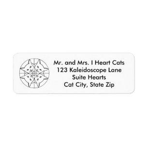 Schattige Hart Kaleidoscoop Katten Adresetiketten Etiket