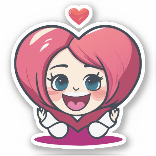 Schattige Hart Kinderen Cartoon Karakter Sticker (Voorkant)