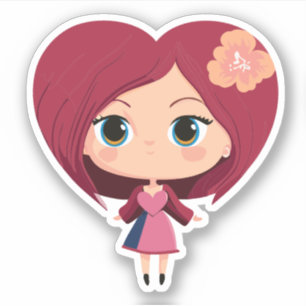 Schattige Hart Kinderen Cartoontje Sticker