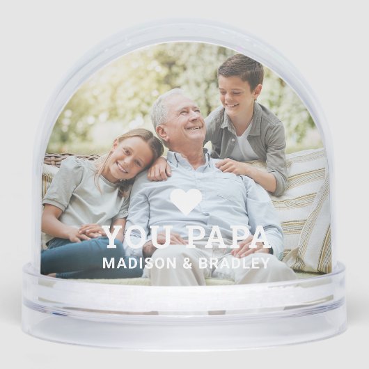 Schattige HART LIEFDE U PAPA Vaderdag Foto Sneeuwbol (Voorkant)