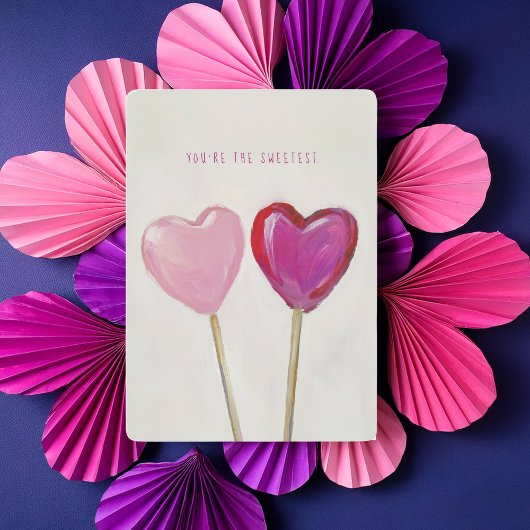 Schattige Hart Lollipops de zoetste Valentijnsdag Feestdagenkaart