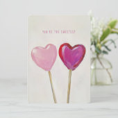 Schattige Hart Lollipops de zoetste Valentijnsdag Feestdagenkaart (Staand voorkant)
