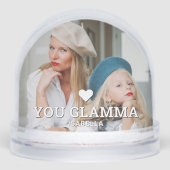 Schattige HART LOVE YOU GLAMMA Moederdag Foto Sneeuwbol (Voorkant)