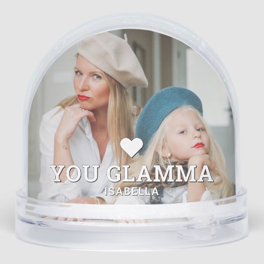 Schattige HART LOVE YOU GLAMMA Moederdag Foto Sneeuwbol (Achterkant)