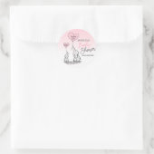 Schattige Hart Meisje Roze Olifant Mama & Baby sho Ronde Sticker (Tas)