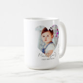 Schattige hart minimalistische foto eerste verjaar koffiemok (Voorkant rechts)