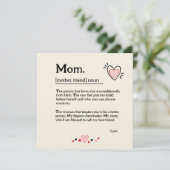 Schattige Hart Moeder Woordenboek Moederdag Bedankkaart (Staand voorkant)