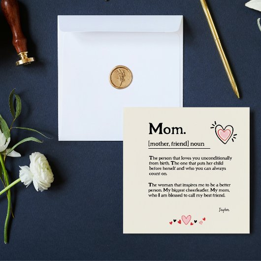 Schattige Hart Moeder Woordenboek Moederdag Bedankkaart