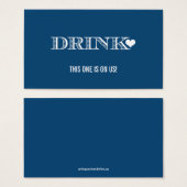 Schattige Hart Navy Bruiloft Drink Ticket Visitekaartjes (Voorkant /achterkant)