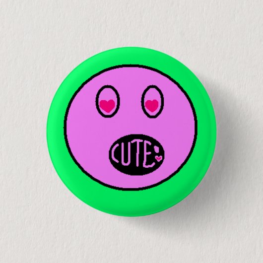SCHATTIGE Hart Ogen Emoji Pastel Pixel Art Button (Voorkant)