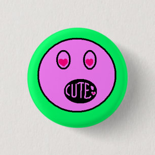 SCHATTIGE Hart Ogen Emoji Pastel Pixel Art Button