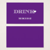 Schattige Hart Paarse Bruiloft Drink Ticket Visitekaartje (Voorkant /achterkant)