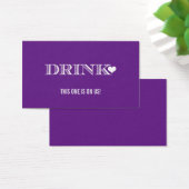 Schattige Hart Paarse Bruiloft Drink Ticket Visitekaartje (Bureau)