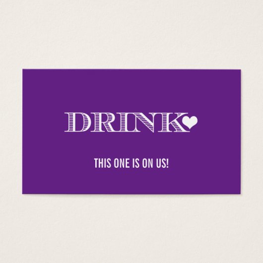 Schattige Hart Paarse Bruiloft Drink Ticket Visitekaartje (Voorkant)