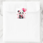 Schattige Hart Panda Beer Valentijn Vierkante Sticker (Tas)