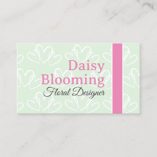 Schattige hart Patroon Pastel Roze Blush Groen Blo Visitekaartje (Voorkant)