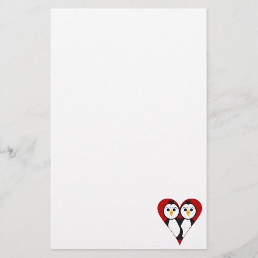 Schattige hart pinguïns briefpapier (Voorkant)