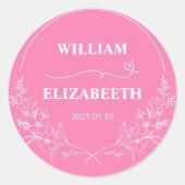 Schattige Hart Romantisch Roze Gepersonaliseerd Te Ronde Sticker (Voorkant)