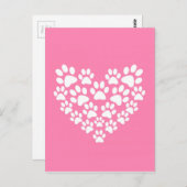 Schattige Hart Roze Poot Print Briefkaart (Voorkant / Achterkant)