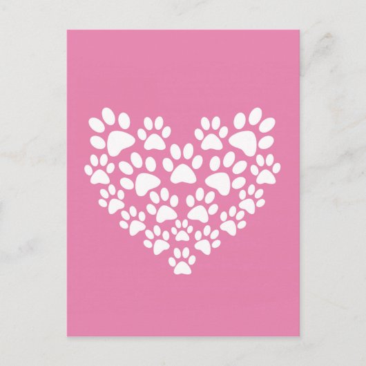 Schattige Hart Roze Poot Print Briefkaart (Voorkant)