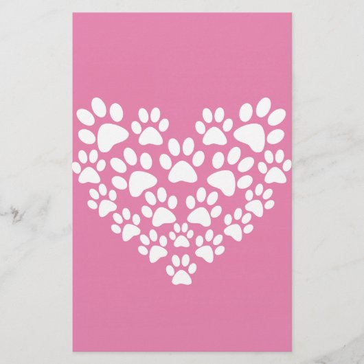 Schattige Hart Roze Poot Print Briefpapier (Voorkant)