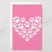 Schattige Hart Roze Poot Print Briefpapier (Voorkant / Achterkant)