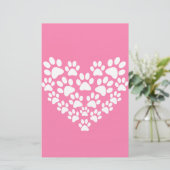 Schattige Hart Roze Poot Print Briefpapier (Staand voorkant)