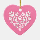 Schattige Hart Roze Poot Print Keramisch Ornament (Voorkant)