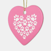 Schattige Hart Roze Poot Print Keramisch Ornament (Links)