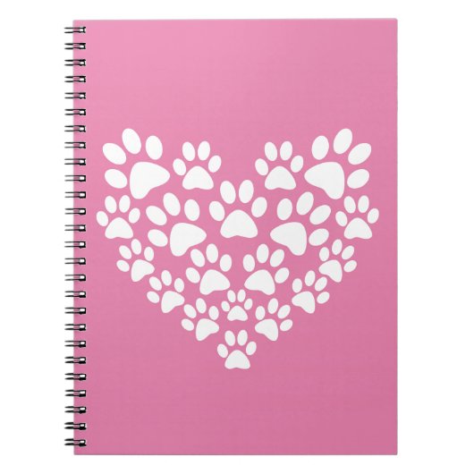 Schattige Hart Roze Poot Print Notitieboek (Voorkant)