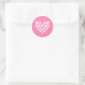 Schattige Hart Roze Poot Print Ronde Sticker (Tas)