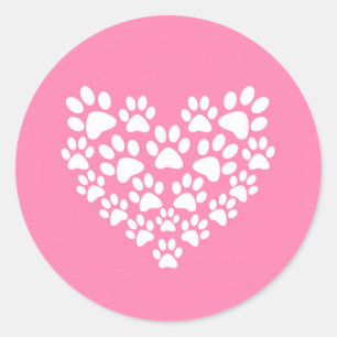Schattige Hart Roze Poot Print Ronde Sticker