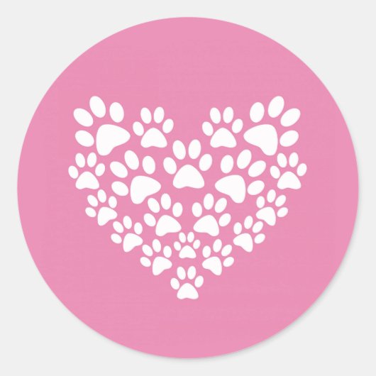 Schattige Hart Roze Poot Print Ronde Sticker (Voorkant)
